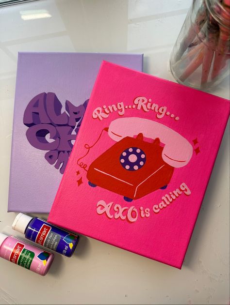 Cute Diy Paintings For Room, Aoii Canvas Ideas, Pi Phi Painting, Kappa Delta Canvas Painting, Gphi Canvas Paintings, Kappa Delta Paintings, Sorority Painting Canvases, Big Little Canvas Sorority, Big Little Paintings