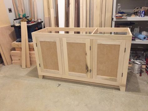 How to Build a Built-in Part 1 of 3 - The Cabinets Shaker Fireplace, Basement Shelves, Cabinet Plans, Fireplace Built Ins, Woodworking Project Plans, Inside House, Shaker Style Doors, Shaker Doors, Custom Built Ins