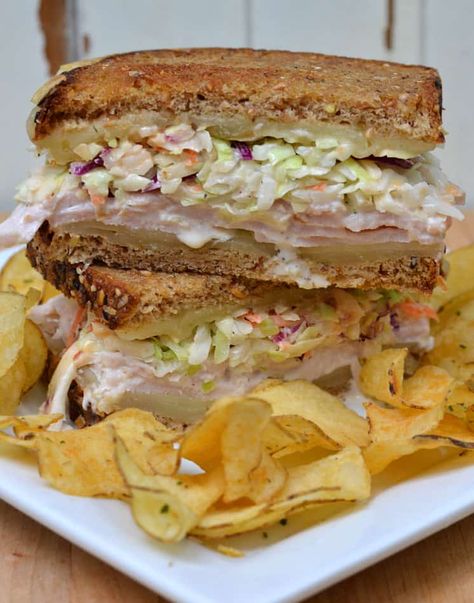 The Rachel Sandwich - Crafty Cooking Mama Turkey Rueben Sandwich, Assorted Sandwiches, Special Sandwiches, Simple Coleslaw, Rachel Sandwich, Coleslaw Sandwich, Yummy Sandwiches, Sandwhich Recipes, Summer Sandwiches