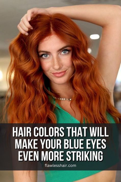 Copper Red Hair Color Copper Hair Blue Eyes, Colors For Blue Eyes, Blue Eyes Red Hair, Hazelnut Hair Color, Caramel Blonde Hair Color, Hair Colors For Blue Eyes, Pastel Pink Hair Color, Copper Hair Dark, Sandy Blonde Hair