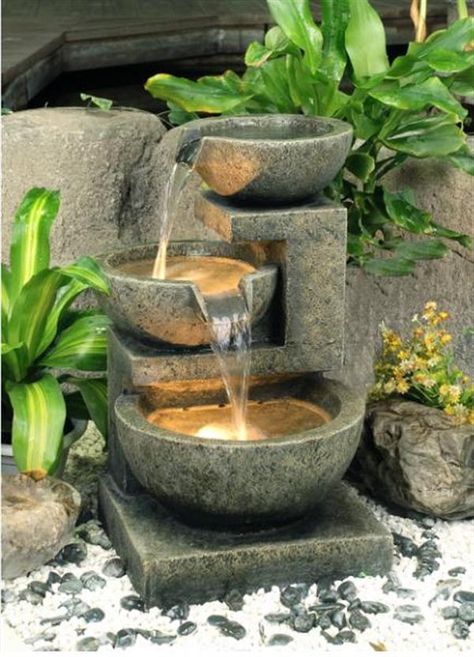 I would like to have a water element in my garden outside of the office.                                                                                                                                                      More Kolam Koi, Taman Air, Outdoor Water Features, Garden Water Fountains, Fountains Backyard, Indoor Water Fountains, Meditation Garden, Fountain Design, Asian Garden