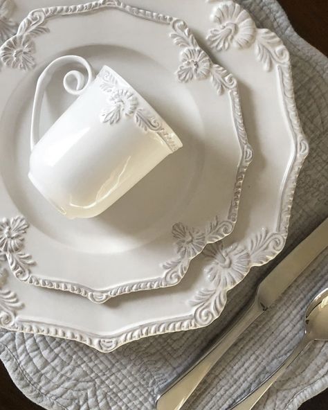 Thanks to @nicola_radford for sharing this gorgeous picture of our Bretagne Dinnerware. This substantial, hand-glazed range has beautiful… | Instagram Victorian Dinnerware, Provincial Home Living, Provincial Home, Folk Art Flowers, Disney Mugs, Elegant Centerpieces, Everlasting Life, White Dishes, Vintage Dinnerware