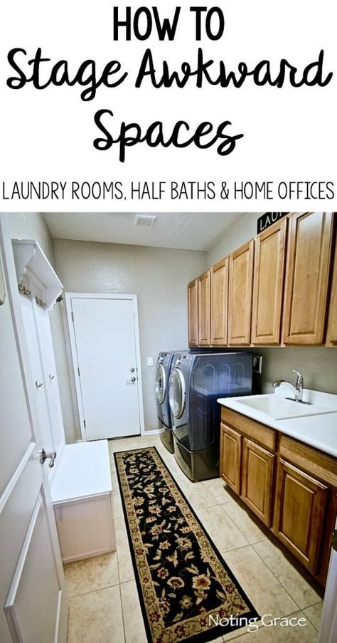 Laundry Room Staging To Sell, Laundry Room Staging, Sound Panel, Bathroom Laundry Room, Home Staging Tips, Selling Your Home, Desk Areas, Selling Your House, Home Offices