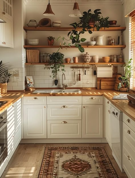 Budget Kitchen Cabinets, Cottagecore Kitchen, Cottage Kitchen Design, Layout Kitchen, Makeover Kitchen, Cabinets Makeover, Small Kitchen Layouts, Wallpaper Kitchen, Kitchen Organisation