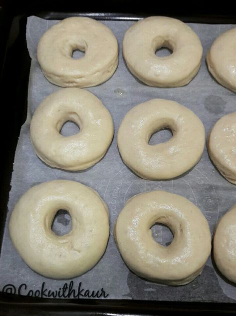 Eggless Donuts/ How to make Donuts/ Easy Eggless Donut Recipe – Cook With Kaur Eggless Donut Recipe, Doughnuts Easy, Baked Doughnut Recipes, Egg Free Baking, Easy Donut Recipe, Making Donuts, Yeast Donuts, Easy Donuts, Homemade Donuts Recipe