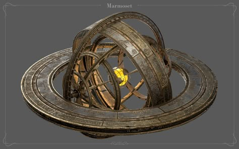 ArtStation - Armillary Sphere, Felipe Marques Décor Steampunk, Artifact Art, Sphere Design, Armillary Sphere, Sci Fi Environment, Fantasy Props, Punk Scene, To My Friend, Fantasy Concept Art