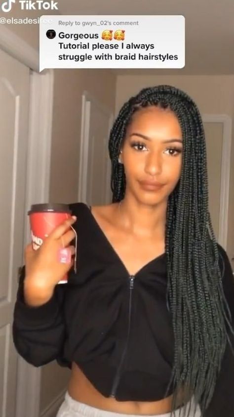 Styling box braids #easyhairstyle #hairstyleideas #hairstyles Ways To Wear Box Braids, Styling Box Braids, Ways To Style Box Braids, Box Braid Styles, Small Box Braids Hairstyles, Style Box Braids, 10 Ways To Wear, Braided Hair Tutorial, Big Box Braids Hairstyles