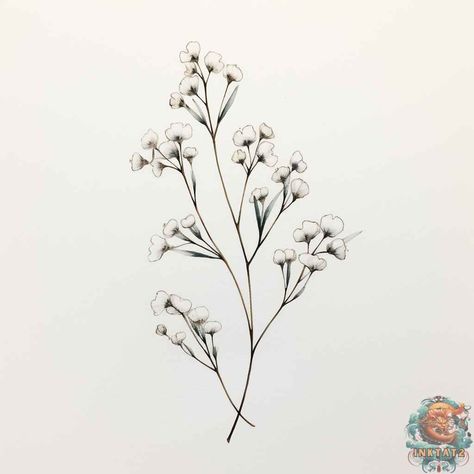 The Meaning Behind the Forever Blooming Beauty: Exploring the Baby’s Breath Tattoo: 49 Designs - inktat2.com Babys Breath Drawings, Baby’s Breath Drawing, Baby Breath Drawing, Baby’s Breath Flowers, Gypsophila Drawing, Baby's Breath Drawing, Baby Breath Tattoo, Headboard Painting, Art Nouveau Flowers Illustration