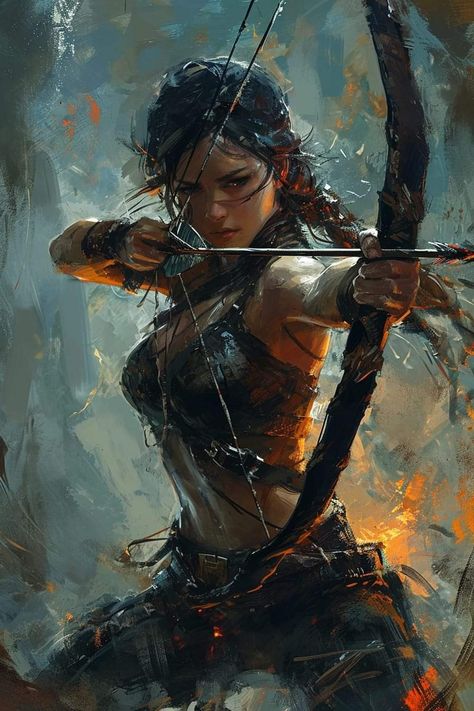 Archer Characters, Arte Viking, A Level Art Sketchbook, Dragon Artwork Fantasy, Marvel Superhero Posters, Female Fighter, Fairy Artwork, Bow And Arrow, Art Painting Gallery