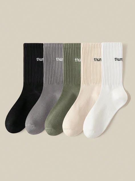 Multicolor  Collar  Knitted Fabric   Embellished   Women Socks & Hosiery Sock Branding, Socks Photoshoot, Socks Logo, Socks Photography, Sock Set, Men Socks, Women Crew Socks, Knitted Socks, Autumn Casual