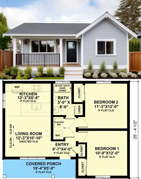 Small House Blueprints, Small Cottage House Plans, Small House Layout, Cabin Floor, Small House Floor Plans, Vintage House Plans, Building Plans House, Architectural Design House Plans, Sims House Plans