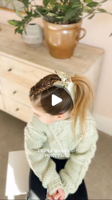 Aynsley Ovard Jorgensen on Instagram: "Triple braids are my FAV 💚💚💚 is everyone back to school today?! #slickedbackhair #ponytail #ponytailhairstyles #hairstyle #hair #toddlerhairstyles #toddlerhair #hairtutorial #hairideas #halfuphalfdownhairstyle #easyhairstyles #littlegirlhairstyles #momanddaughter #schoolhair #newyear" Toddler Ponytails, Toddler Ponytail Hairstyles, Aynsley Ovard, Ponytail Hairstyles For Kids, Kid Hairstyles, Old Hairstyles, Slicked Back Hair, Slick Hairstyles, January 3