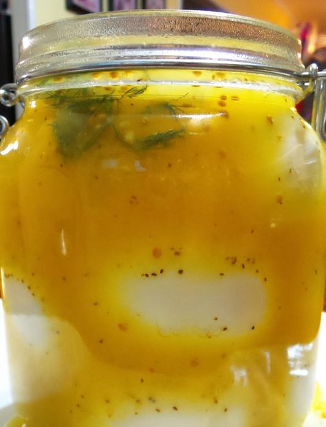 Mustard Pickled Eggs Recipe, Pickles Eggs, Pickle Sauce, Canning Veggies, Picked Eggs, Pickled Quail Eggs, Pickled Shrimp, Pickled Eggs Recipe, Pickled Vegetables Recipe