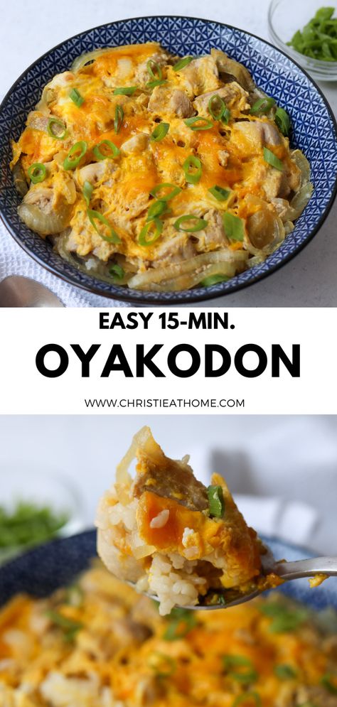 Oyakodon. A delicious, comforting Japanese chicken egg rice bowl made of chicken, soft-cooked eggs, sweet onions simmered in a flavorful broth. This is fantastic for a quick and easy meal. Japanese recipe ready in 15 minutes! Instant Pot Oyakodon, Japanese Chicken Cutlet Recipes, Rice And Eggs Breakfast Japanese, Hayashi Rice Japanese Style, Easy Healthy Japanese Recipes, Chicken In Rice Cooker, Quick Egg Recipes For Dinner, Instant Pot Japanese Recipes, Rice Breakfast Ideas