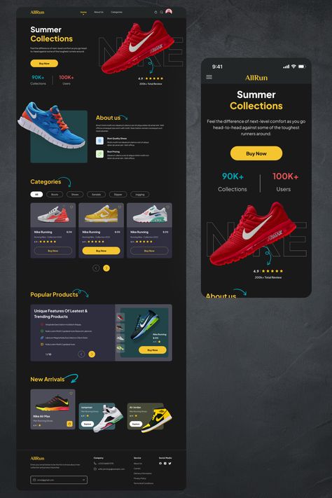 This is a concept landing page for Nike's self-lacing footwear.  What is your opinion regarding the design? Feel free to share your Feedback ❤️ Let's talk about your project 📧 nusratema345@gmail.com . . . . . #UXdesign #Web #Uidesign #Ui/UXdesign #Landingpage #Webdesign #Minimal #Userinterface Nike #Sneakers #Nikestore #Ecommerce #Onlineshopping #Shoesstore #Converse #Shoe #Footwear #Creative #Shopifystore #urban Shoes Website Design Layout, Shoes Landing Page Design, Landing Page Design Inspiration Layout, Shoes Web Design, Shoes Website Design, Shoe Website, Ecommerce Landing Page, Nusrat Jahan, Web Design Creative