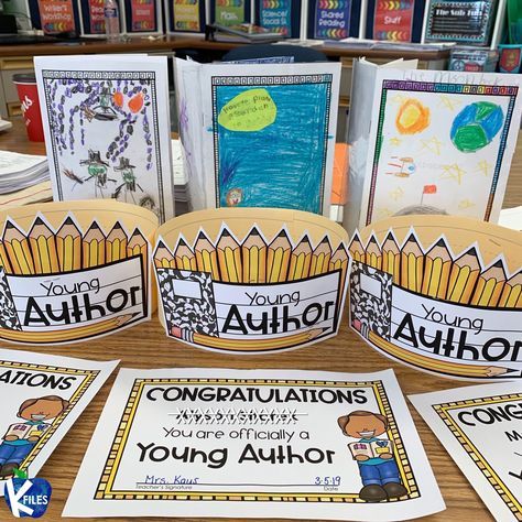 Looking for Writing Celebrations for your Writer's Workshop?  You will find 4 tips to celebrate your young authors all year long.  From share time, writing portfolios, young author crowns and certificates, writing goals and brag tags along with using a microphone, your students will look forward to writing workshop with these engaging culminating activities for any writing unit! #writersworkshop #firstgrade Book Publishing Party, Grade Motivation, Writing Celebration, Publishing Party, Homeschooling Room, 2023 Classroom, Writing Portfolio, 1st Grade Writing, Writers Workshop