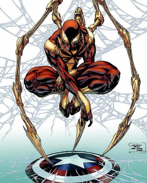 STAY VENOMOUS 🕷 Cris b. on Instagram: “This pose tho  #ironspider #Spiderman #ironman #marvel #captainamerica” Comic Superheroes, Flash Vs, Marvel Pins, All Spiderman, Web Slinger, Scarlet Spider, Michael Turner, Iron Spider, Marvel Drawings