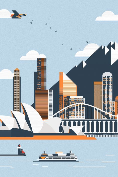 international city sydney opera landscape Sydney Australia Illustration, Sydney Opera House Illustration, Sydney Illustration, City Landscape Illustration, Australia Illustration, City Sydney, Sydney Skyline, Illustrated Cards, City Icon