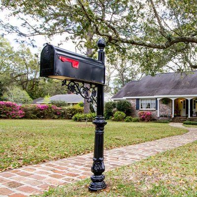 These beautiful 5 Ft. H In-Ground Decorative Post offer superior durability and easy maintenance. | Vandalet Mailbox Co. 56" H In-Ground Decorative Post Steel in Black / Gray, Size 56.0 H x 6.2 W x 22.0 D in | Wayfair Decorative Post, Rural Mailbox, Mailbox Garden, Custom Mailbox, Large Mailbox, Mailbox Landscaping, Steel Mailbox, Cedar Posts, Architectural Mailboxes