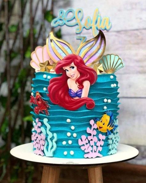 Ariel The Little Mermaid Birthday Party, Ariel Birthday Party Cake, Little Mermaid Birthday Party Cake, Ariel Mermaid Cake, Ariel The Little Mermaid Cake, Princess Ariel Cake, Ariel Cakes, Cake Ariel, Ariel Birthday Cake