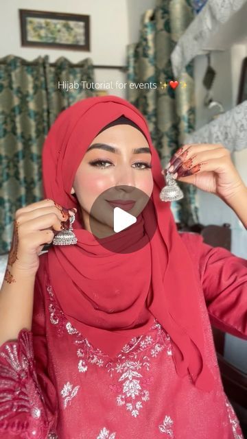 Blouse Long Sleeves Design, Hijab Tutorial With Earrings, Hijab With Earrings, Hijab Fashion Inspiration Instagram, Hijab Styles For Party, How To Wear Hijab, Hijab Colors, New Hijab, Hijab Inspiration