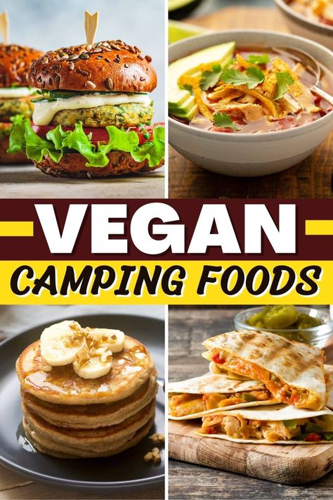 Vegan Rv Meals, Meatless Camping Meals, Easy Vegan Travel Meals, Vegetarian Camping Meals, Vegan Camping Meals, Vegan Picnic Food, Hiking Recipes, Travel Meals, Vegetarian Camping Recipes