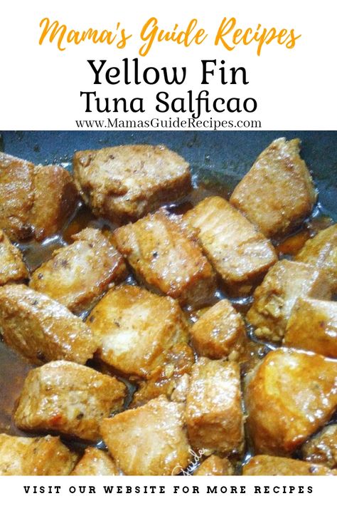 Yellow Fin Tuna Salficao Yellow Fin Tuna Recipes, Yellow Fin Tuna Recipe, Ube Ensaymada, April Meals, Salpicao Recipe, Asian Dipping Sauce Recipes, Ube Jam, Tuna Dinners, Filipino Christmas