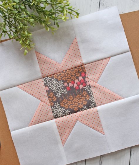 Sawtooth Star Quilt Block Tutorial, Nine Patch Star Quilt Patterns, Floating Star Quilt Block Pattern, Simple Star Quilt Blocks, Quilt Star Patterns Free, Simple Star Quilt Block, Easy Christmas Quilt Blocks Free Pattern, Star Block Quilt Patterns, Free Star Quilt Patterns