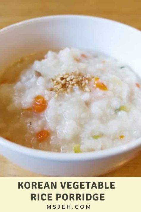 Korean Porridge Breakfast, Korean Rice Porridge Recipe, Korean Porridge Recipe, Korean Rice Porridge, Korean Porridge, Korean Veggies, Korean Vegetables, Yummy Rice, Cultural Recipes