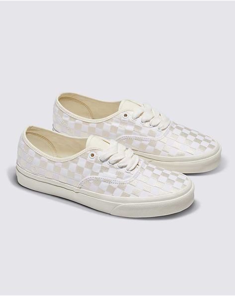 Authentic Checkerboard Shoe Vintage White Vans Sneakers, Vintage Vans Sneakers With Branded Insole, Classic Cream Vans Sneakers, Vintage White Lace-up Sneakers, Embroidery Signature, Do Your Thing, Vans Store, Shoe Lace, Eyelet Lace