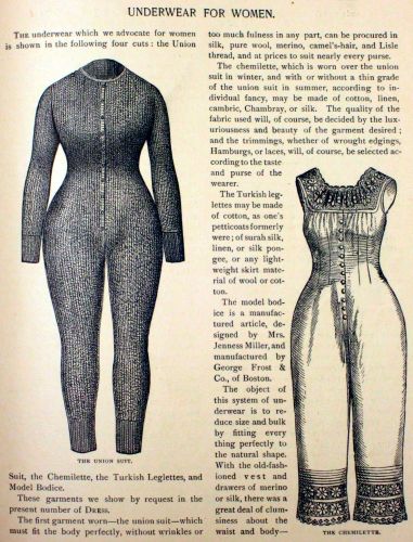 The Jenness-Miller Magazine Dress, Vol II, Jan-Feb, Probably 1888. Page 181. "Rational Dress" Underwear for Women. 1890s Underclothes, 1880s Fashion Women, 1905 Fashion, Reform Dress, Historical Knitting, Undergarment Fashion, Blithe Spirit, Riding Habit, 1880s Fashion