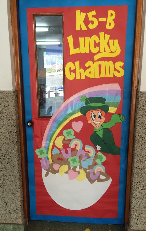 Lucky Charms Door Decoration, Lucky Charms Classroom Door, St Patricks Day Bulletin Board Ideas, St Patricks Day Decor Classroom, Charms Classroom, Cr Ideas, Teal Room, Classroom Door Ideas, Spring Classroom Door