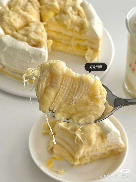 Durian Dessert, Durian Cake, Macaroons, Cake Ideas, Macaroni, Food And Drink, Yummy Food, Candy, Cake