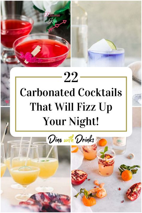 Collage of 4 carbonated cocktails. Carbonated Drink Recipes, Carbonated Cocktails, Refreshing Cocktail, Carbonated Water, Carbonated Drinks, Cocktail Making, Fun Cocktails, Blow Your Mind, Mixology