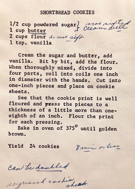 Vintage Desserts, Gourmet Chocolate Chip Cookies, Danish Cookies, Short Bread, Bread Cookies, Cooking Cookies, Cookie Recipes Homemade, Handwritten Recipes, Cookie Time