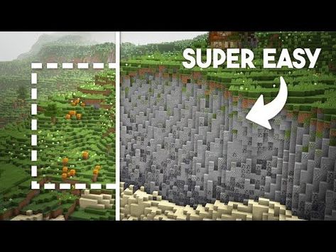 (15) The Easiest Way To Build Cliffs In Minecraft - YouTube Minecraft Terraforming, Minecraft Aesthetic Builds, Minecraft Terrain, Hardcore Minecraft, Minecraft Decoration, Minecraft Tutorials, Minecraft Aesthetic, Minecraft Wallpaper, Minecraft Tips