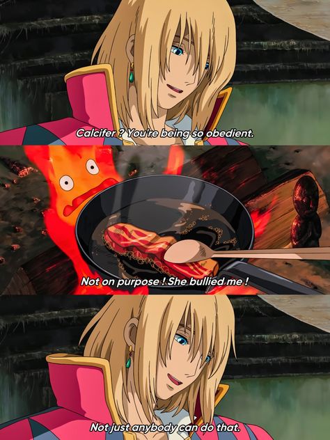 Howl's Moving Castle Scenes, Calcifer Ghibli, Howl Calcifer, Calcifer Art, Howl's Moving Castle Aesthetic, Howl's Moving Castle Calcifer, Studio Ghibli Fanart, Castle Aesthetic, Japanese Movies