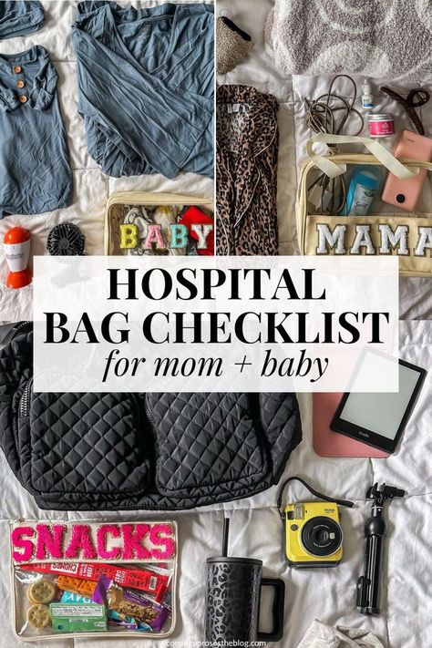 Let's pack my hospital bag! Here's an easy mom + baby hospital bag checklist from a second time mom, with the essentials and a few things to not forget... / hospital bag / labor essentials / what to pack / hospital bag for mom / hospital bag for baby / hospital labor bag checklist Second Time Mom Hospital Bag, Labor Snacks Hospital Bag, Baby’s Hospital Bag, What To Pack For Hospital Bag Pregnancy, Snacks For Hospital Bag Labor, What To Pack In Hospital Bag, Labor Essentials, Hospital Bag Snacks, Mom Hospital Bag Checklist