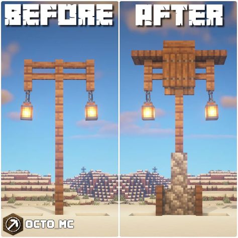 Minecraft Lamp Ideas, Minecraft Light Post, Minecraft Lamp Post, Minecraft Lighting Ideas, Better Minecraft, Minecraft Lamp, Minecraft House Decorations, Minecraft Light, Minecraft Shops