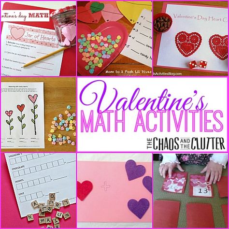 Valentine's Math Activities Preschool Winter Math, Valentine Math Activities, Candy Science Experiments, Science Valentines, Math Valentines, Preschool Art Projects, Early Literacy Activities, Teaching Themes, Math Activities For Kids