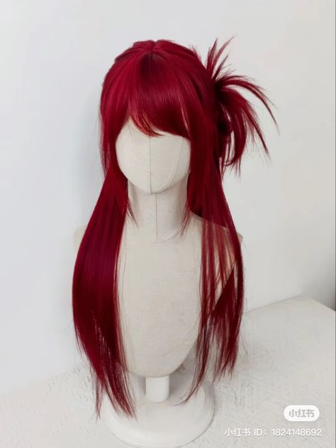 Hair Art Inspiration, Cosplay Wigs Female, Red Hair Reference, Cute Red Hairstyles, Villain Hairstyles, Character Hair Ideas, Curtain Bangs Hair Styles, Anime Hair Wig, Demon Hair