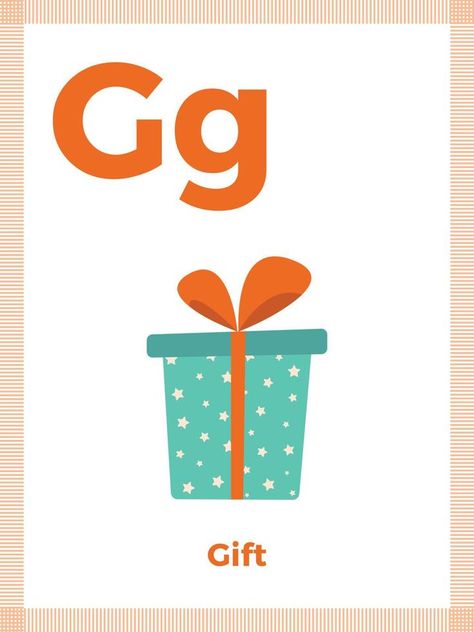 Alphabet card with letter G for children. Learning English vocabulary. Vector illustration Letter G For Preschoolers, G Flashcards, Letter G Words, English Alphabet Design, Preschool Alphabet Letters, Letter Flashcards, Kids Alphabet, G Words, G Letter