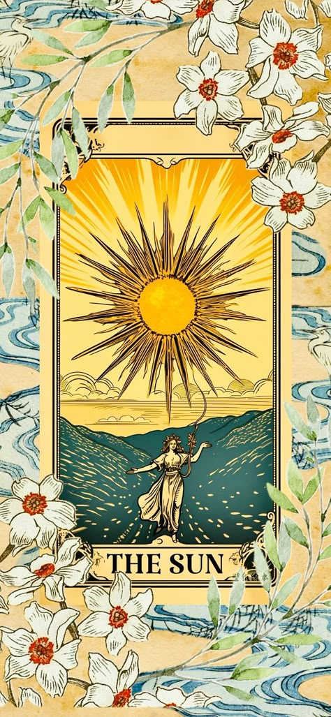 1/2 Lockscreen The Sun Tarot Card, The Sun Tarot, Phone Lockscreen, Cute Wallpaper Backgrounds, Free Art, Galaxy Wallpaper, Not Mine, Pattern Wallpaper, Tarot Cards