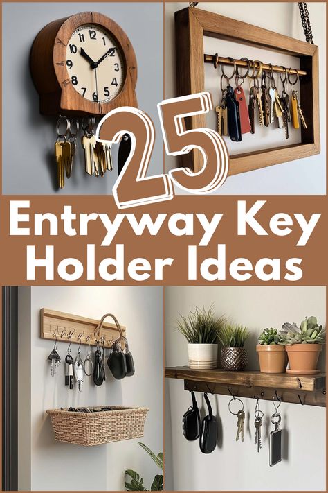 Looking for stylish ways to organize your keys? Check out these 25 entryway key holder ideas that blend functionality and design! Perfect for every home style, from rustic to modern. #HomeOrganization #EntrywayDecor #KeyHolderIdeas #DIYHome #SmallSpaceSolutions Kitchen Key Station, Key Hooks Entryway Small Spaces, Diy Wood Key And Mail Holder, How To Display Old Keys, Key And Mail Holder Entryway Diy, Shelf With Key Hooks, Entryway Key Holder Ideas Diy, Key Hangers Ideas, Keys Entryway Ideas