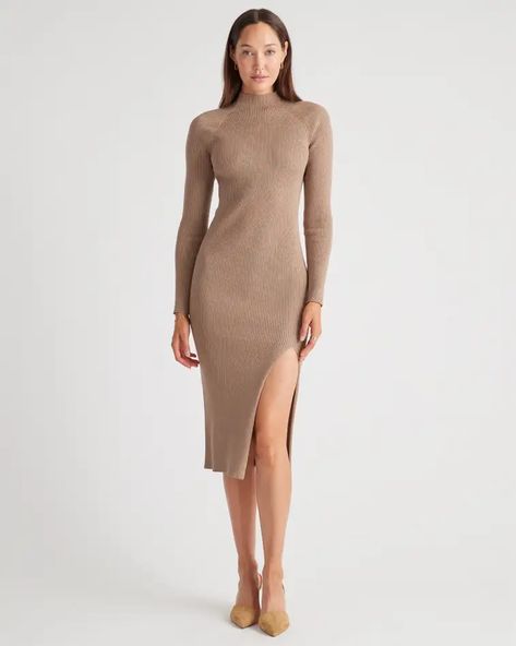 Fall Style Fundamentals  | Quince Fall Night Outfit, Tree Farm Minis, Sweater Dress Petite, Mock Neck Sweater Dress, Warm Taupe, Petite Sweaters, Body Conscious, Family Photo Outfits, Sweater Tank