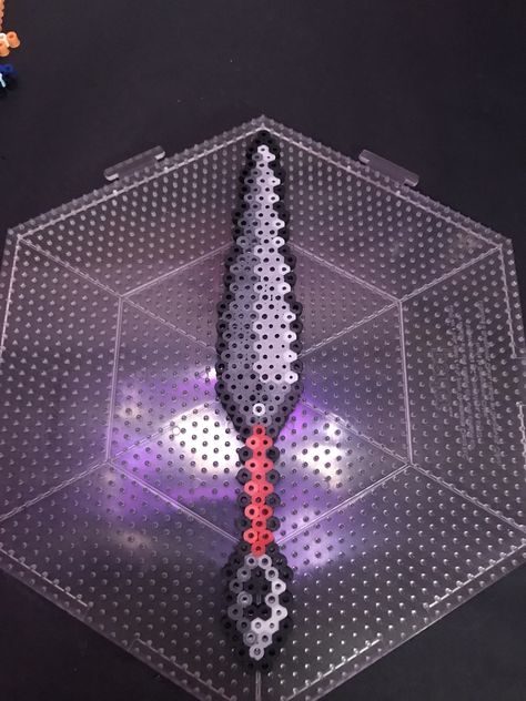 Perler Bead Naruto Kunai knife made by Kelsey flaherty Hamma Beads Ideas Aesthetic, Perler Bead Knife Patterns, Naruto Perler, Chainsawman Perler Beads, Naruto Perler Beads, Perler Bead Patterns Knife, Knife Perler Bead Patterns, Perler Beads Knife, Knife Perler Beads