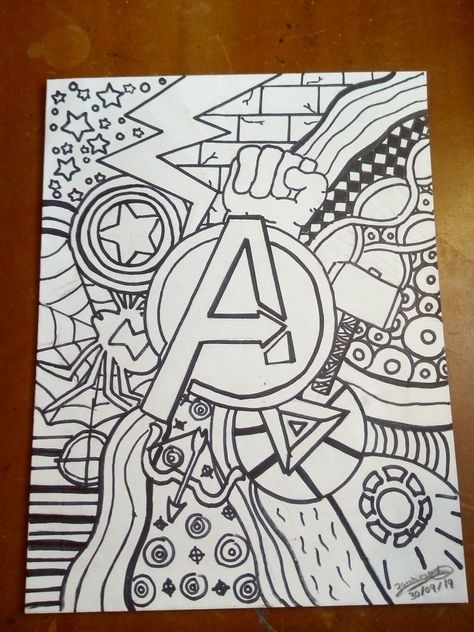 Avanger Drawing Easy, Avengers Doodle Art, Marvel Sketches Pencil, Marvel Art Drawings Sketch, Marvel Avengers Drawing, Simple Marvel Drawings, Marvel Doodle Art, Marvel Sketches Easy, Avengers Doodle