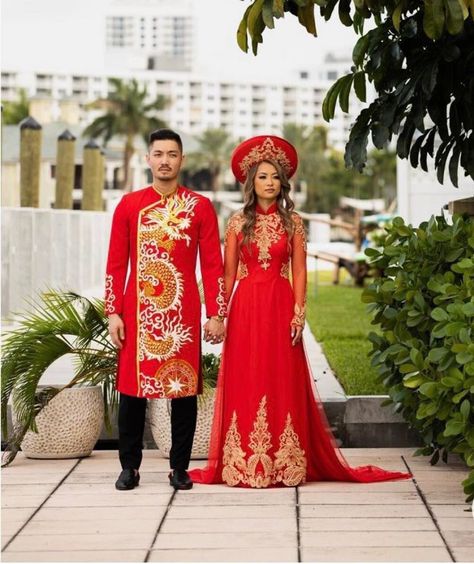 Brand New High Quality Vietnamese Wedding Ao Dai with Red Pants.  Fast/Free shipping.             Women Ao Dai Size Bust        Waist S31in/79cm26in/66cm M32in/81cm28in/71cm L35in/89cm30in/76cm XL36in/91cm31in/79cm 2XL38in/97cm33in/84cm 3XL40in/102cm35in/89cm 4XL42in/107cm37in/94cm 5XL43in/109cm38in/97cm 6XL44in/112cm40in/102cm Women Ao Dai Length is 57in Pants Length is 44in           Men Ao Dai Size ShoulderChest 4417.0in/43cm38in/97cm 4617.5in/44cm40in/102cm 4818.5in/47cm42in/107cm 5019.5in/5 Red Vietnamese Wedding Dress, So Dai Wedding, Vietnamese Wedding Ao Dai Red, Ao Dai Hair, Vietnamese Tea Ceremony Ao Dai, Vietnamese American Wedding, Ao Dai Tea Ceremony, Vietnamese Wedding Dress Ao Dai, Ao Dai Couple