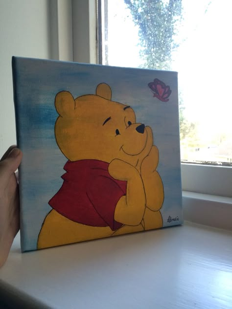 Winnie the Pooh on canvas Painting Ideas Easy Beginner, Disney Canvas Paintings, Doodle Canvas, Disney Canvas Art, Painting Ideas Easy, Disney Canvas, Disney Paintings, Arte Indie, Painting Canvases