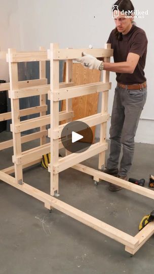 69K views · 404 reactions | Quick DIY Shelf For All Your Tools! | DeMilked Easy Diy Shelf, Shelf On Wheels, Wooden Work Bench, Diy Shelf, Quick Diy, Shop Storage, Building Plans, Recycled Furniture, Diy Shelves